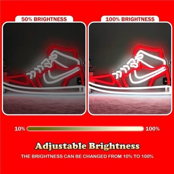 Nike Jordan Air 1 Mid Red White Sneaker Neon Sign Sports Shoe Wall LED Lights main image 5